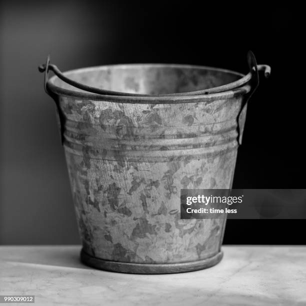 small empty bucket - detail - metal bucket stock pictures, royalty-free photos & images