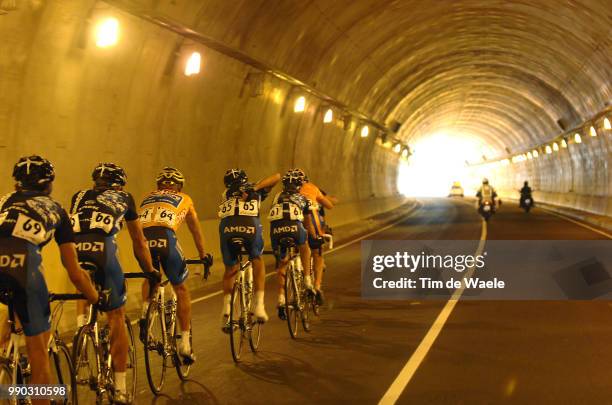 Tour Of Spain, Stage 9Devolder Stijn Yellow Jersey, Team Discovery Channel, Illustration Illustratie Tunnel /Huesca - Estacion De Esqui Cerler ,...