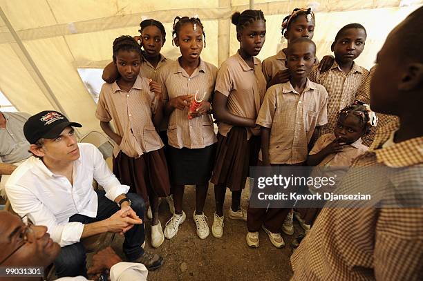 Actor\Director Ben Stiller meets with Save the Children to discuss his school-rebuilding and community revitalization project on April 13, 2010 in...