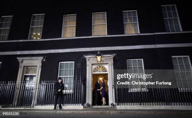 Conservative Leader David Cameron and his wife Samantha enter number 10 Downing Street as he becomes the UK Prime Minister on May 11, 2010 in London,...