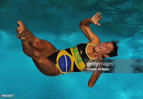 Juliana Veloso of Brazil dives during the Women's 3 Meter Springboard Final at the Fort Lauderdale Aquatic Center during Day 4 of the AT&T USA Diving...