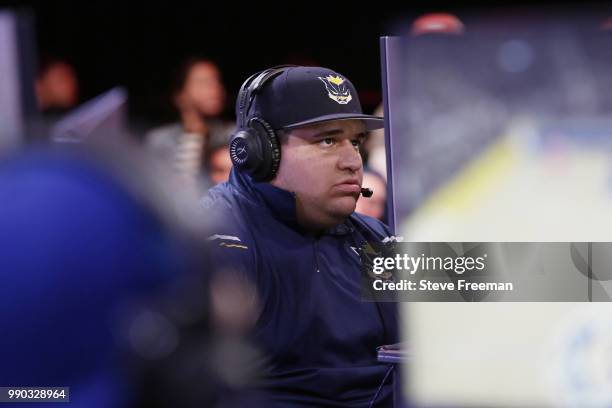 WoLF 74 of Pacers Gaming looks on during game against Pistons Gaming Team on June 23, 2018 at the NBA 2K League Studio Powered by Intel in Long...