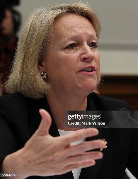 Mary Schapiro, chairman of the Securities and Exchange Commission, testifies during a House Financial Services Committee hearing on Capitol Hill on...