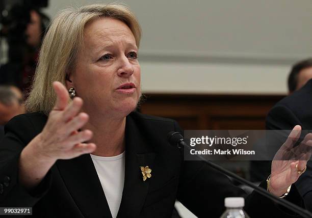 Mary Schapiro, chairman of the Securities and Exchange Commission, testifies during a House Financial Services Committee hearing on Capitol Hill on...