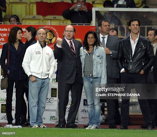Princess Stephanie and Prince Albert of Monaco attend a charity football match between Prince Albert's Star Team and the F1 "Nazionale Piloti"...