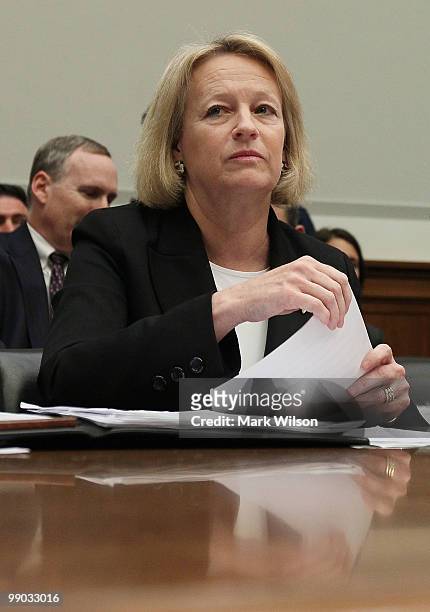Mary Schapiro, chairman of the Securities and Exchange Commission, testifies during a House Financial Services Committee hearing on Capitol Hill on...