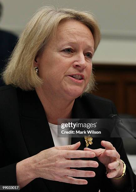 Mary Schapiro, chairman of the Securities and Exchange Commission, testifies during a House Financial Services Committee hearing on Capitol Hill on...