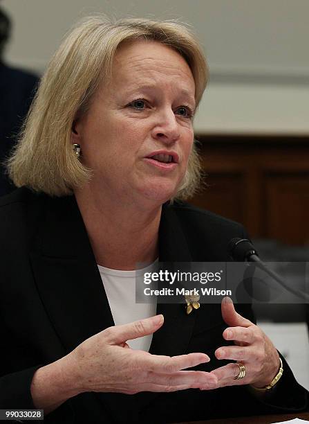 Mary Schapiro, chairman of the Securities and Exchange Commission, testifies during a House Financial Services Committee hearing on Capitol Hill on...