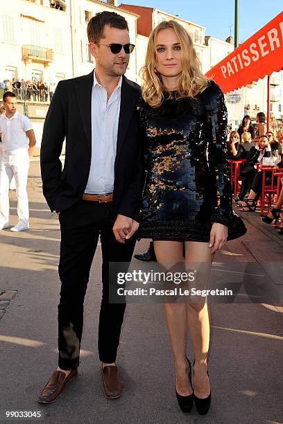 Actors Joshua Jackson and Diane Kruger attend the Chanel Cruise Collection Presentation on May 11, 2010 in Saint-Tropez, France.