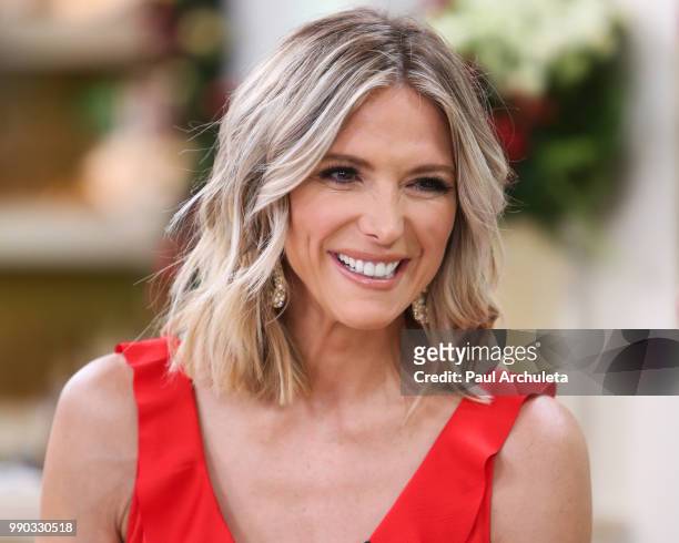 Home & Family Host Debbie Matenopoulos on set at Hallmark's "Home & Family" at Universal Studios Hollywood on July 2, 2018 in Universal City,...