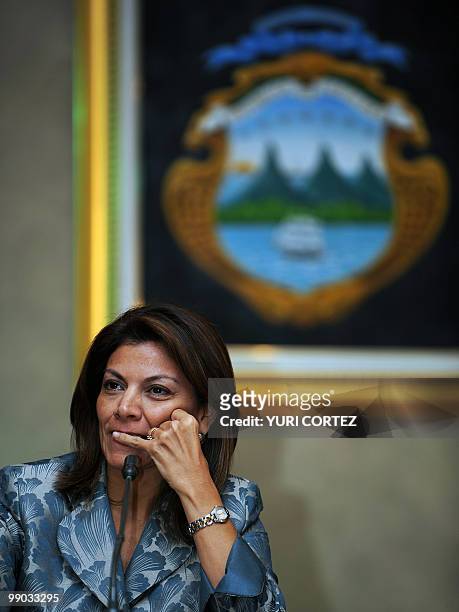 Costa Rican President Laura Chinchilla listens to a question during a press conference at the presidential palace in San Jose on May 11, 2010. Costa...