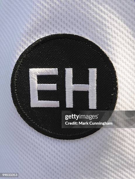 Detail view of the sleeve patch the Detroit Tigers will wear the remainder of the season in honor of longtime Detroit Tigers broadcaster Ernie...