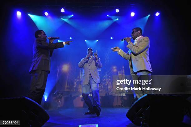 Wanya Morris, Shawn Stockman and Nathan Morris of Boyz II Men perform on stage at O2 Academy on May 11, 2010 in Bournemouth, England.