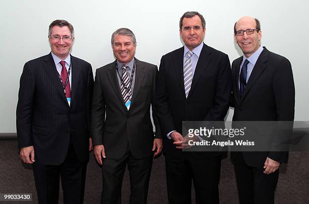 Glen Britt, Ted Harbert, Peter Chernin and Matthew Blank attend HRTS' 'The Cable Show 2010' luncheon at the Los Angeles Convention Center on May 11,...