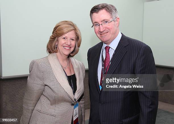 Television Networks CEO and president Abbe Raven and CEO and president of Time Warner Cable Glenn Britt attend HRTS' 'The Cable Show 2010' luncheon...