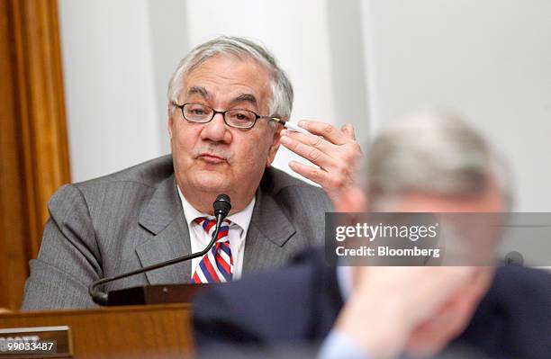 Representative Barney Frank, a Democrat from Massachusetts and chairman of the House Financial Services Committee, speaks during a a Capital Markets,...