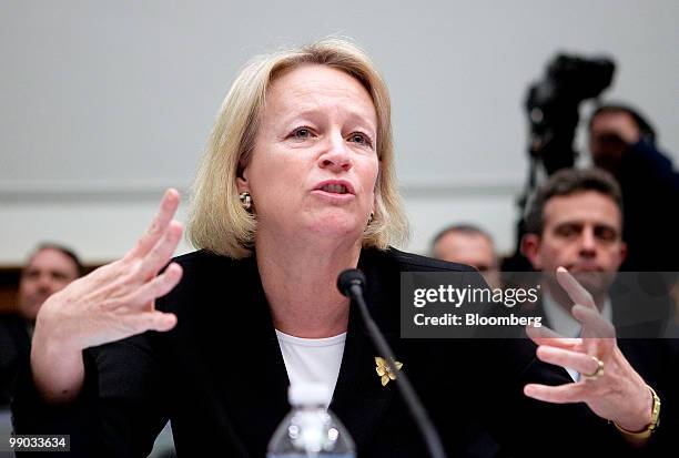 Mary Schapiro, chairwoman of the Securities and Exchange Commission , speaks during a Capital Markets, Insurance and Government Sponsored Enterprises...