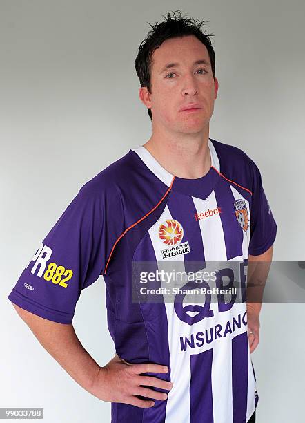 Robbie Fowler wears the Perth Glory shirt on May 7, 2010 in Cardy, England.