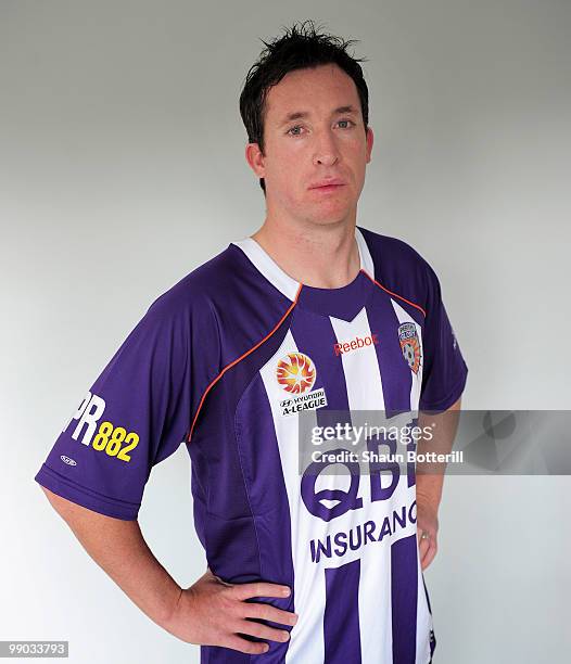 Robbie Fowler wears the Perth Glory shirt on May 7, 2010 in Cardy, England.