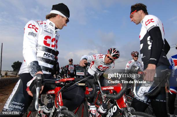 Team Csc Training Campvolodimir Gustov , Alexander Kolobnev , Jens Voigt /Entrainement, Equipe Ploeg, Tim De Waele