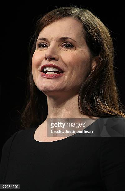 Actress Geena Davis delivers a keynote address during the 21st Annual Professional Business Women of California conference May 11, 2010 in San...
