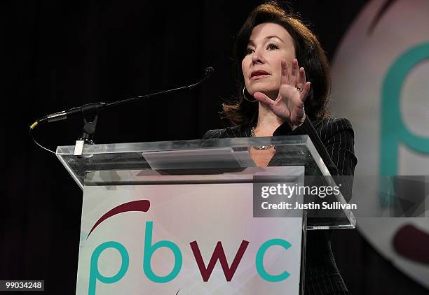 Oracle president Safra Catz delivers a keynote address during the 21st Annual Professional Business Women of California conference May 11, 2010 in...