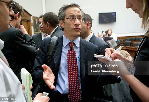 Lawrence "Larry" Leibowitz, chief operating officer of the NYSE Euronext, speaks to reporters following a Capital Markets, Insurance and Government...