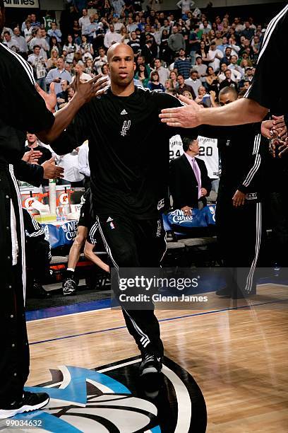 Richard Jefferson of the San Antonio Spurs is introduced before playing the Dallas Mavericks in Game Five of the Western Conference Quarterfinals...