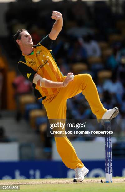 Shaun Tait of Australia bowls during The ICC World Twenty20 Group A Match between Bangladesh and Australia played at The Kensington Oval on May 5,...