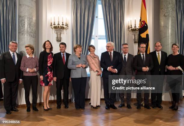 German President Frank-Walter Steinmeier and his wife Elke Buedenbender receive the members of the German parliament German Minister of Health...