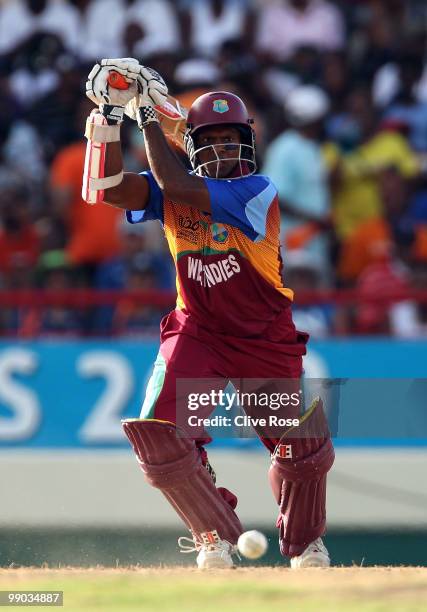 Shivnarine Chanderpaul of West Indies in action during the ICC World Twenty20 Super Eight match between West Indies and Australia at the Beausejour...