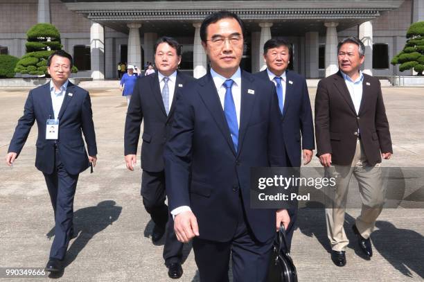 South Korean Unification Minister Cho Myoung-gyon , walks to board a plane to leave for Pyongyang, North Korea, to participate in inter-Korean...