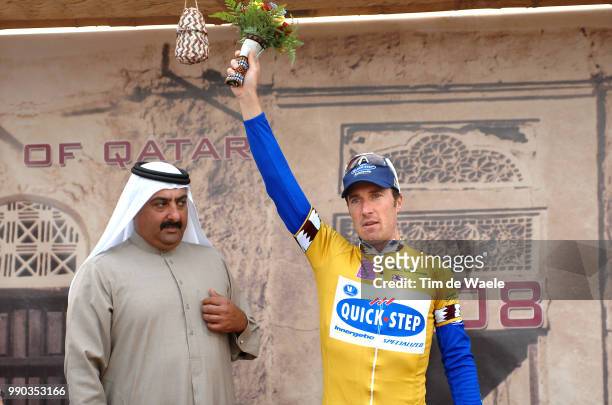 7Th Tour Of Qatar, Stage 1Podium, Matteo Tosatto Yellow Leader Jersey, Team Quick-Step Qst, Celebration Joie Vreugde, Sheikh Khalid Bin Ali Al Thani...