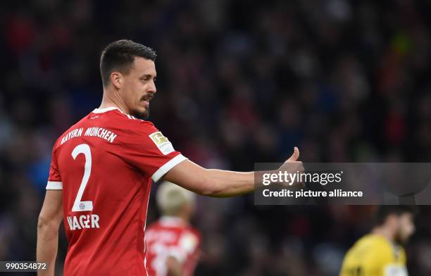 Munich's Sandro Wagner gesticulating during the soccer friendly match between FC Bayern Munich and SG Sonnenhof Grossaspach at the Allianz Arena in...