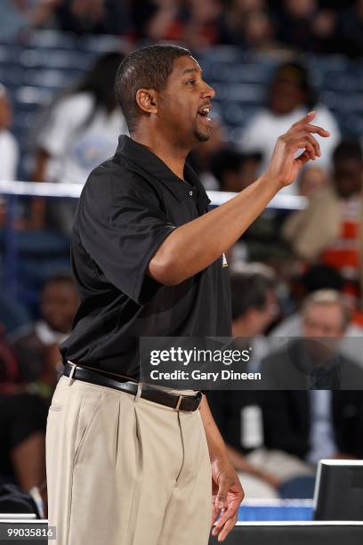 Head coach Steve Kay of the Chicago Sky calls a play during the preseason WNBA game against the Minnesota Lynx on May 6, 2010 at the AllState Arena...