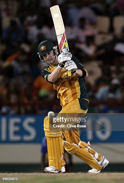 Michael Clarke of Australia in action during the ICC World Twenty20 Super Eight match between West Indies and Australia at the Beausejour Cricket...