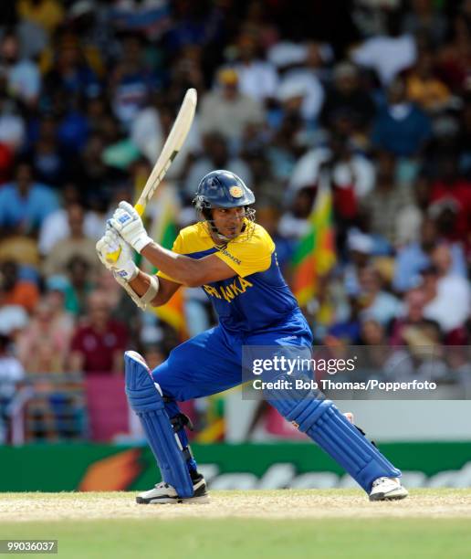 Kumar Sangakkara of Sri Lanka bats during the ICC World Twenty20 Super Eight match between West Indies and Sri Lanka at the Kensington Oval on May 7,...