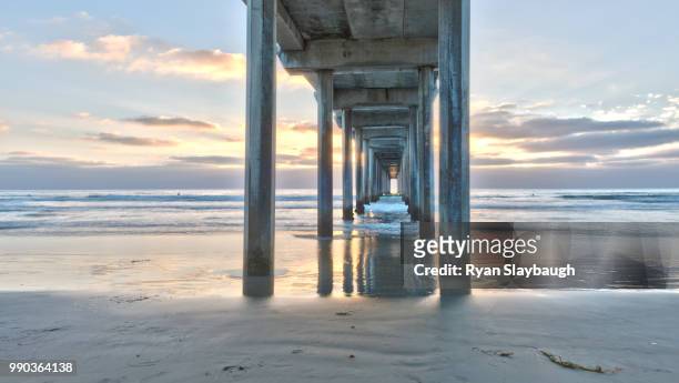 scripps pier sunset - scripps pier stock pictures, royalty-free photos & images