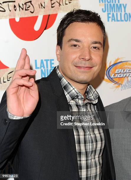 Personality Jimmy Fallon attends the re-release of The Rolling Stones' "Exile on Main St." album at The Museum of Modern Art on May 11, 2010 in New...