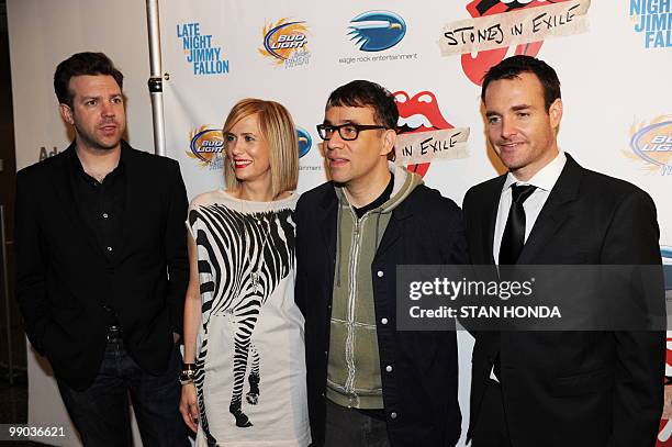 Saturday Night Live cast members Jason Sudeikis , Kristen Wiig , Fred Armisen and Will Forte arrive at a screening of The Rollling Stones new...
