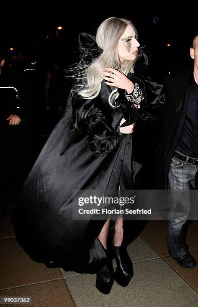 Lady Gaga leaves the O2 World after her concert on May 11, 2010 in Berlin, Germany.