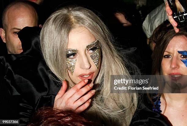 Lady Gaga leaves the O2 World after her concert on May 11, 2010 in Berlin, Germany.