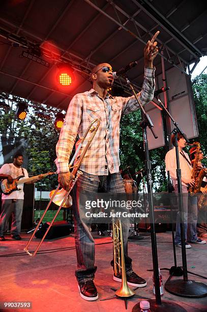 Trombone Shorty performs at the 12th Annual GRAMMY Block Party And Memebership Celebration at Owen Bradley Park on May 11, 2010 in Nashville,...