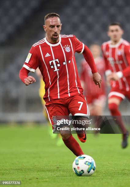 Bayern Munich's Franck Ribery in action during the Bayern Munich vs Sonnenhof Grossaspach soccer friendly match in the Allianz Arena in Munich,...