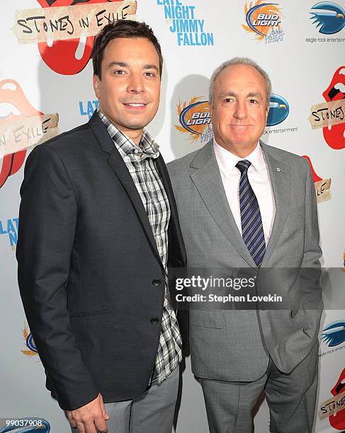 Personality Jimm Fallon and SNL creator/producer Lorne Michaels attend the re-release of The Rolling Stones' "Exile on Main St." album at The Museum...