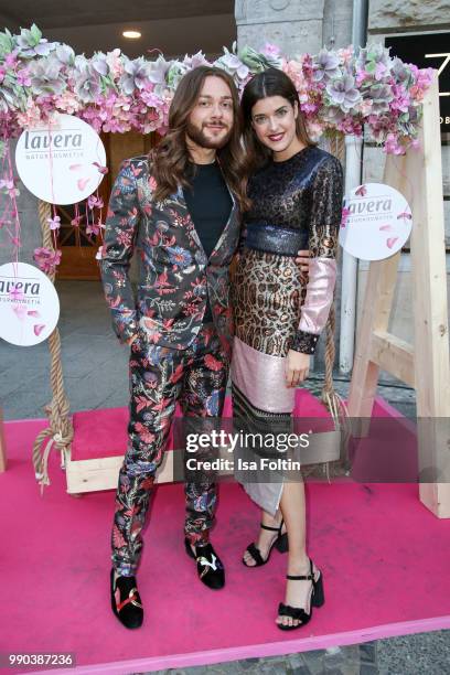 Influencer Riccardo Simonetti and model Marie Nasemann during the Bunte New Faces Night at Grace Hotel Zoo on July 2, 2018 in Berlin, Germany.