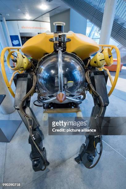 The submersible "MANTIS" from the year 1978 is shown in the exhibit "Exploration and usage of oceans" at the museum "Ozeaneum" in Stralsund, Germany,...