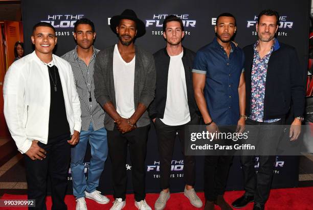 Jonathan McDaniel, Kristian Kordula, McKinley Freeman, Brent Antonello, Cort King, and James Larosa attend "Hit The Floor" Clips & Conversation at...