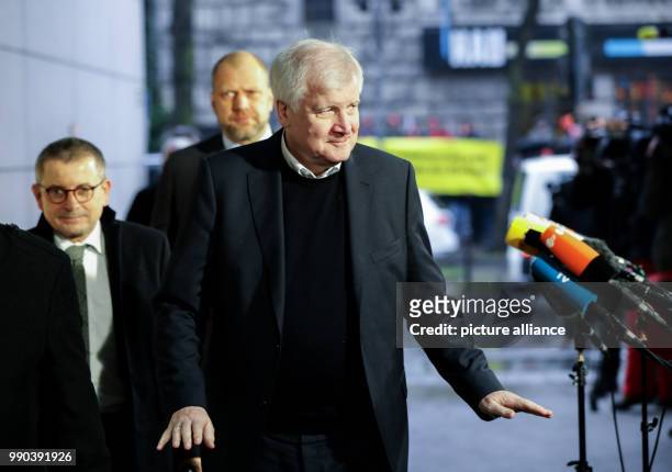 Bavaria's premiere Horst Seehofer , arrives for the exploratory talks between the Social Democratic Party and the Union parties Christian Democratic...