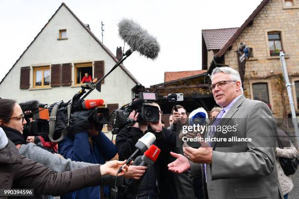 James W. Herman, United States' General Consul in Frankfurt gives interviews on the streets of Kallstadt, Germany, 11 January 2018. The purpose of...